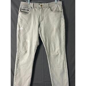 Fried Denim Men's Slim Fit Biker Jeans 34x32 – Khaki Grey Moto Style-flaw